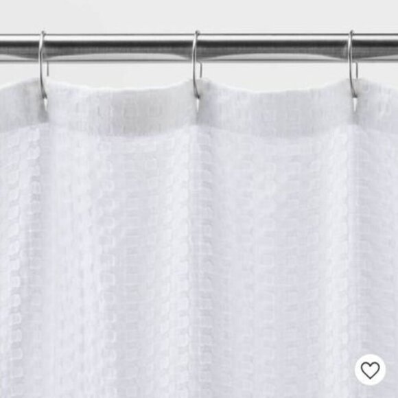 NEW White Waffle Knit Shower Curtain - Picture 2 of 3